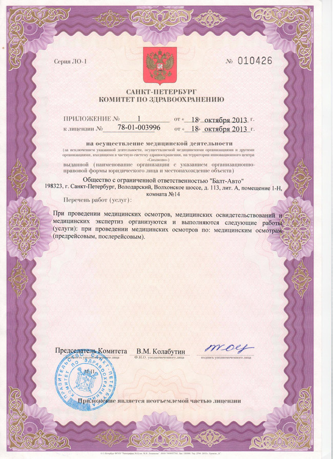 Медосмотр для водительских прав